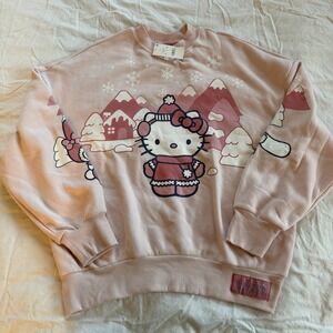 Hello Kitty Winter Sweatshirt Pink Hello Kitty & Friends Snow Graphic Size L NWT